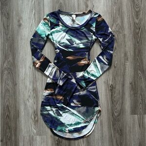 Made in USA H&H Abstract Print Long Sleeve Dress